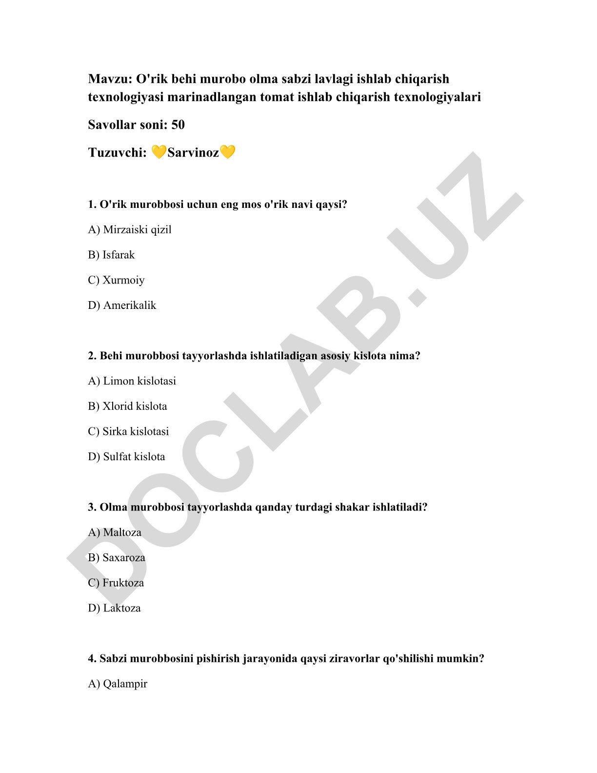O'rik behi murobo olma sabzi lavlagi ishlab chiqarish texnologiyasi marinadlangan tomat ishlab chiqarish texnologiyalari