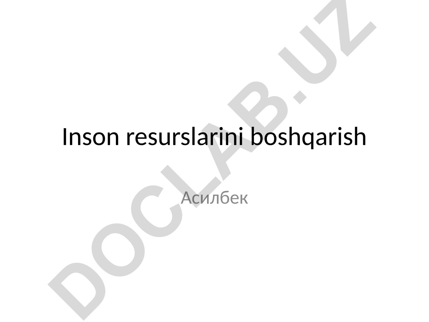 Inson resurslarini boshqarish