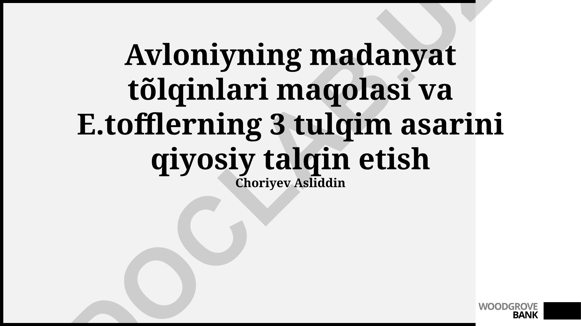 Avloniyning Madaniy to'lqinlar va Tofflerning Uchinchi to'lqin asarlarining qiyosiy tahlili