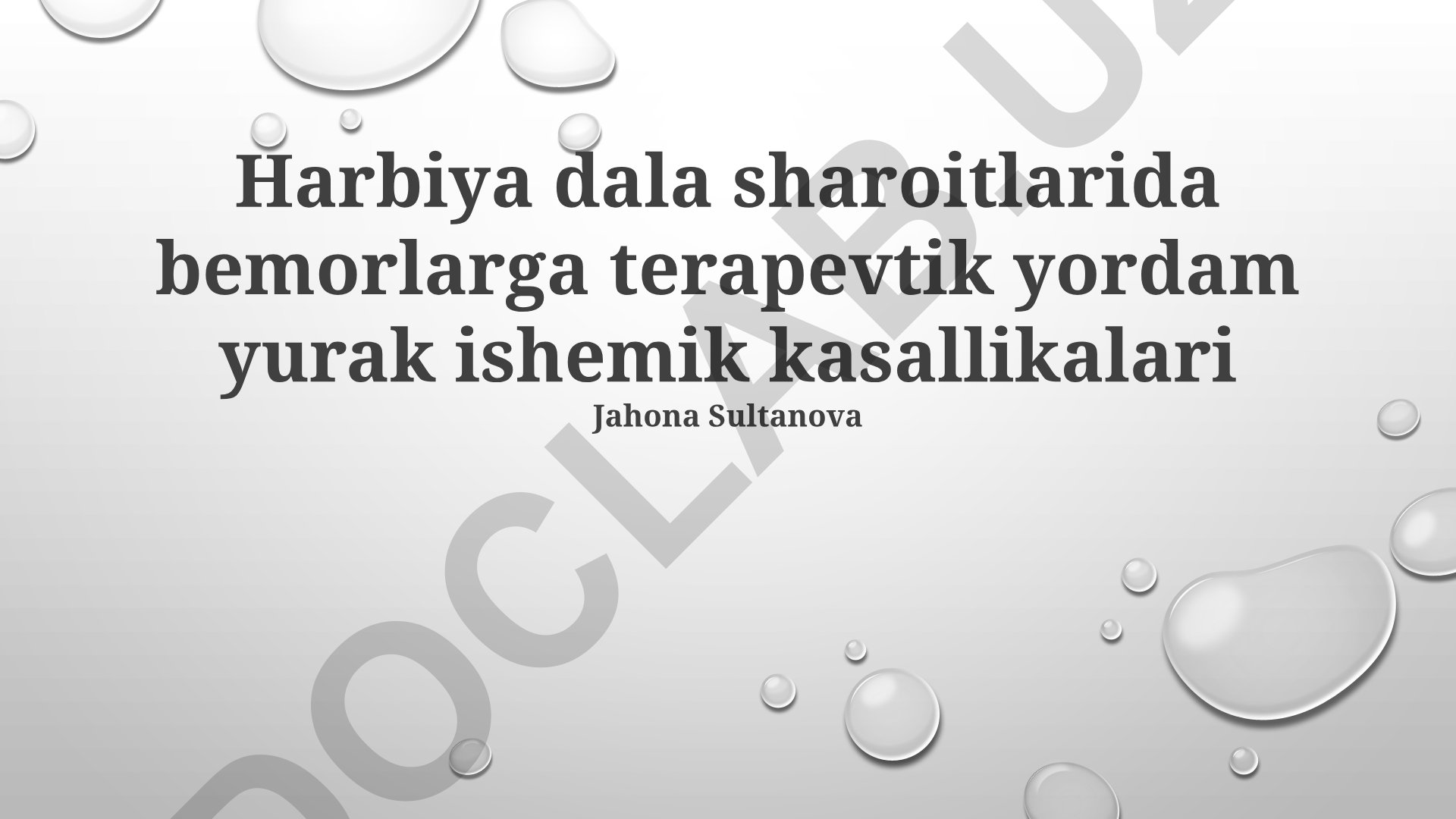 Harbiy sharoitda ishemik yurak kasalligi bilan og'rigan bemorlarga terapevtik yordam