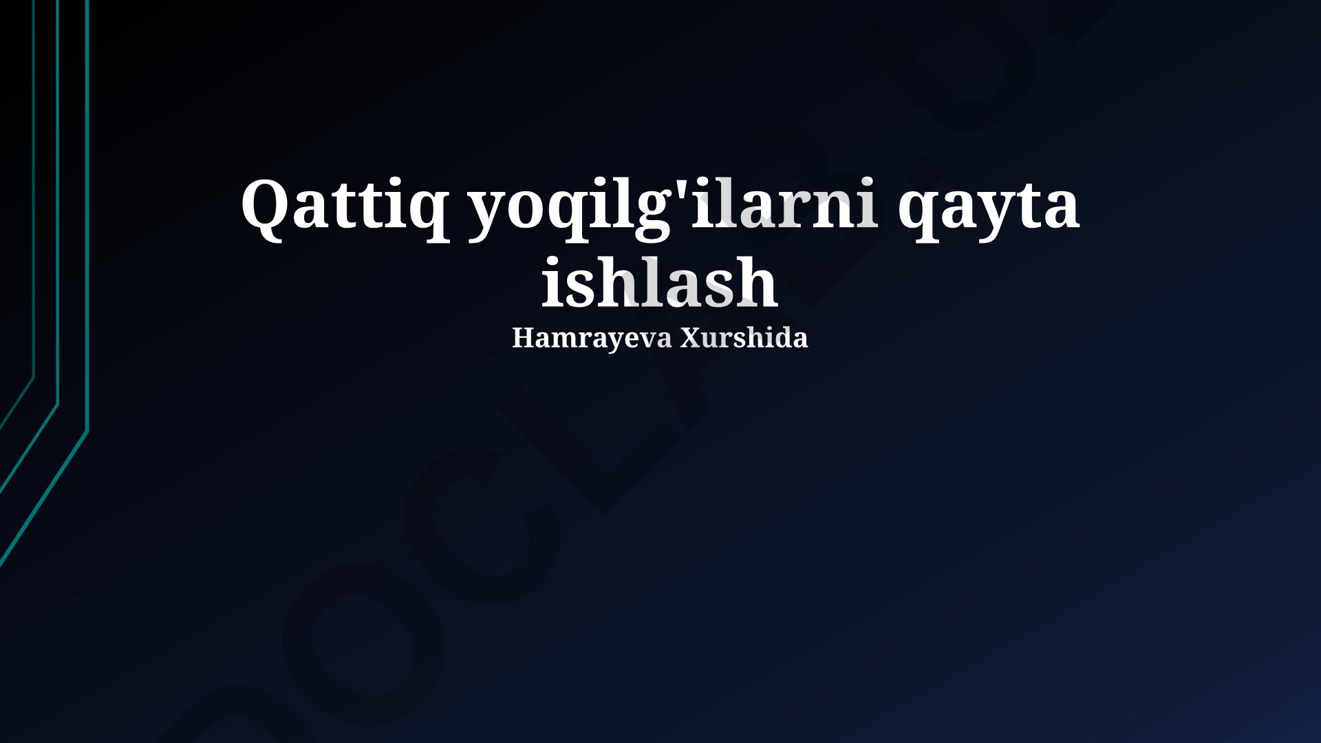 Qattiq yoqilg'ilarni qayta ishlash jarayonlari va xavfsizlik