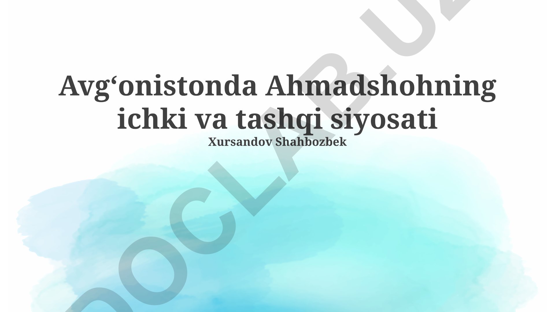 Ahmadshohning ichki va tashqi siyosati