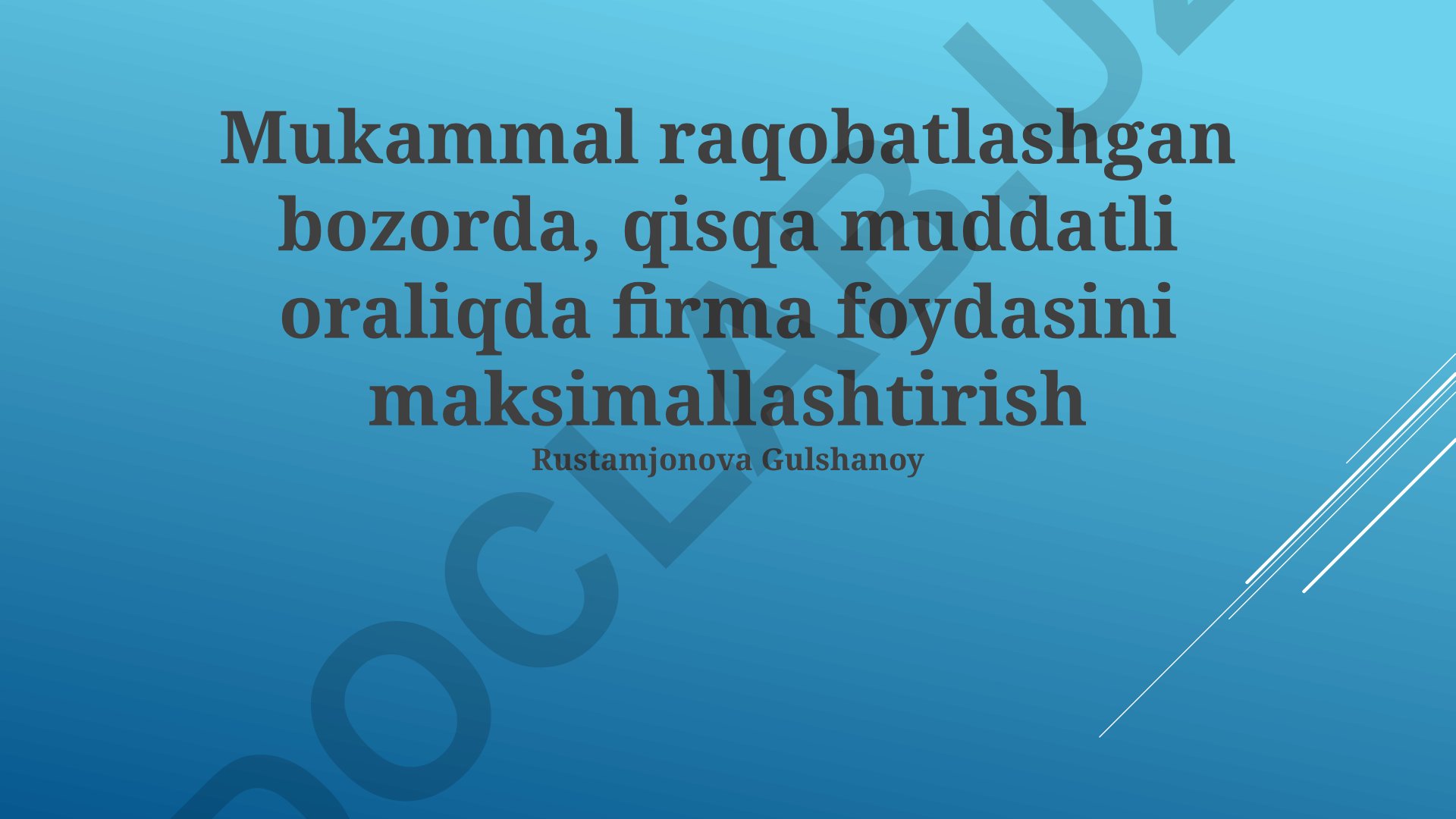 Firma foydasini maksimallashtirish va taklif egri chizig'i