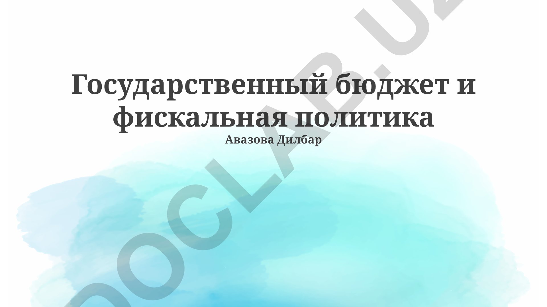 Государственный бюджет и фискальная политика