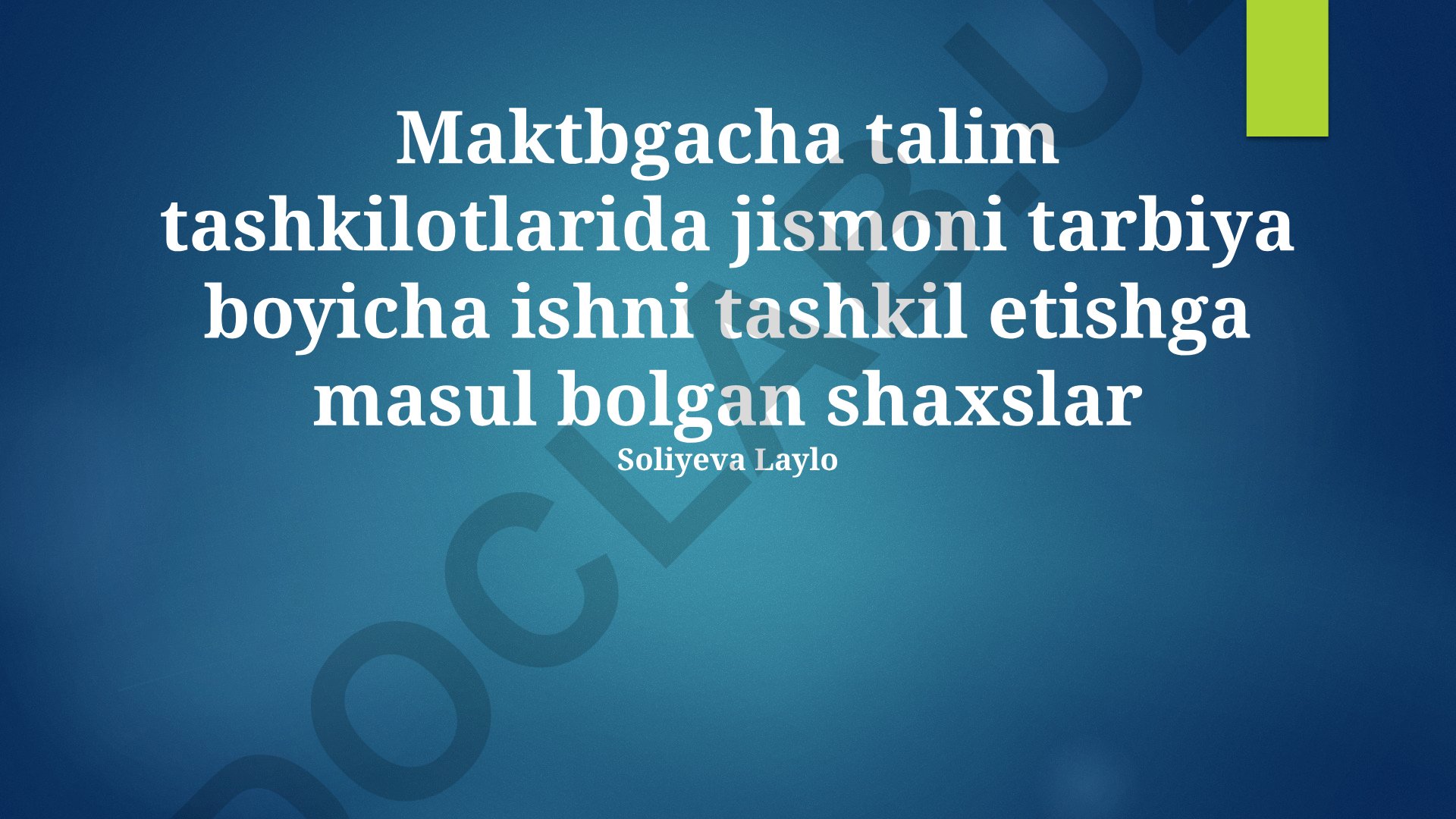 Oliy ta'limgacha bo'lgan ta'lim muassasalarida jismoniy tarbiyani tashkil etish
