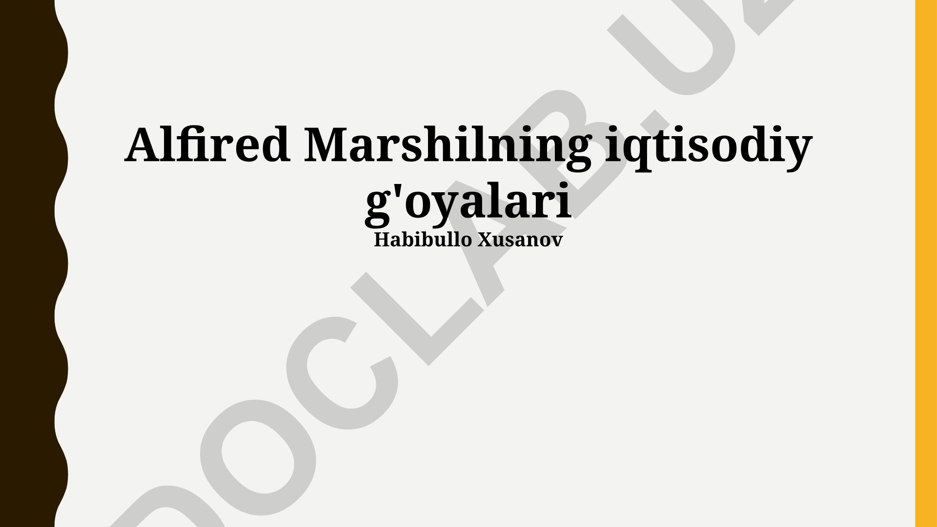 Alfred Marshallning iqtisodiy g'oyalari