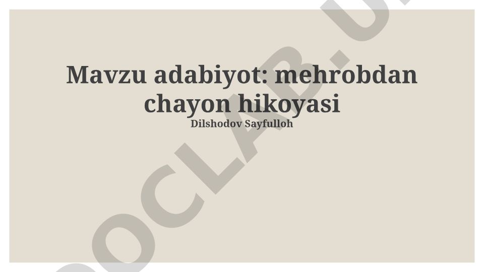 Mihrobdan Chayonning Hikoyasi: Adabiy Tahlil va Ramziy Ma'nosi