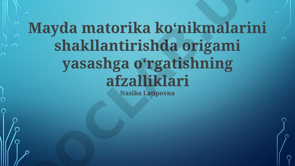 Origami orqali bolalarda mayda motorika ko'nikmalarini shakllantirish