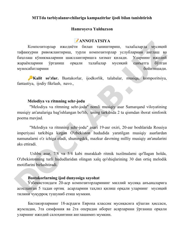 Melodiya va ritmning sehr-jodu simfonik poemasi