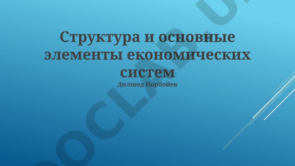Структура и основные элементы экономических систем