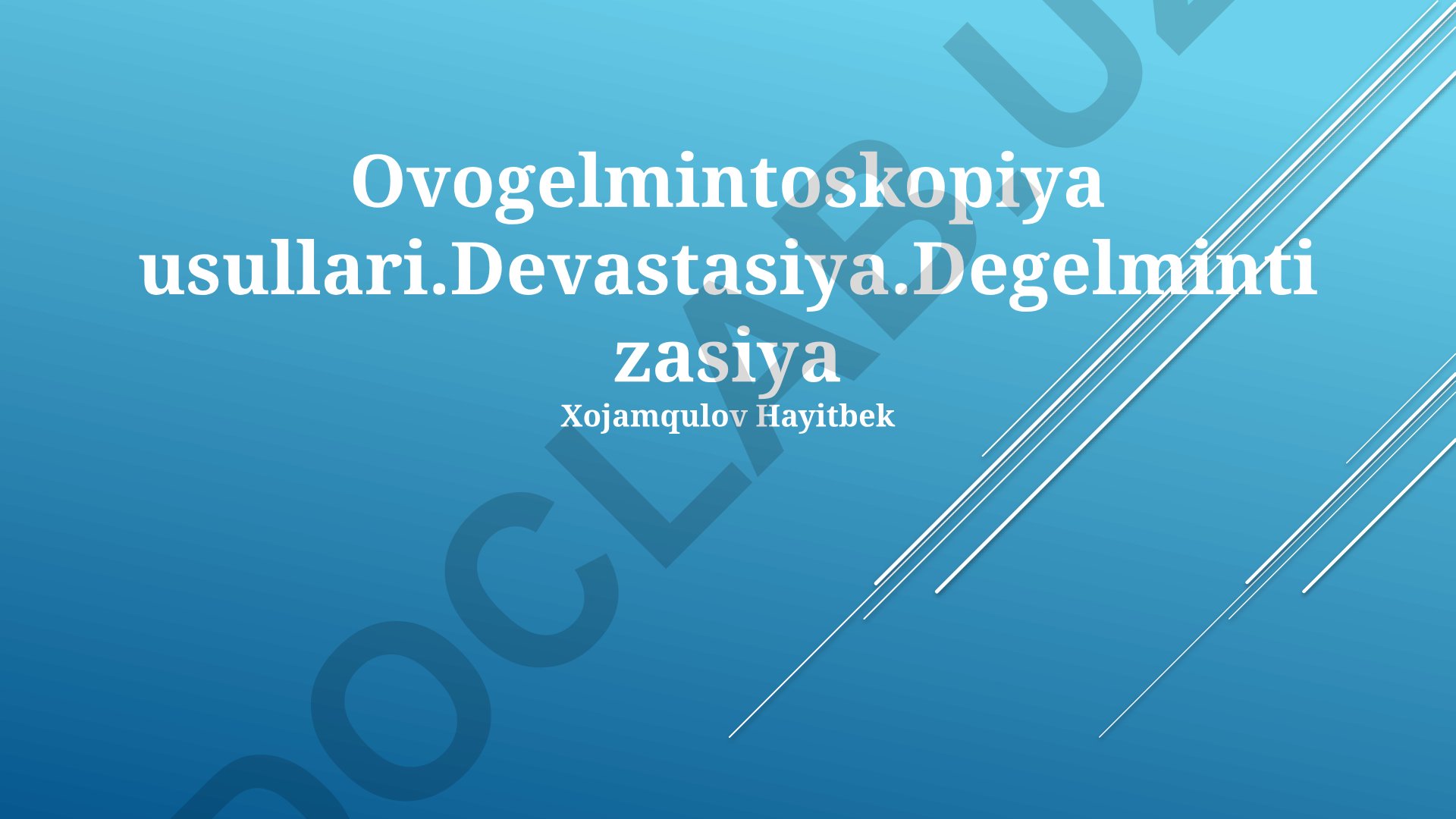 Gelmintozlar immuniteti va epizootologiyasi