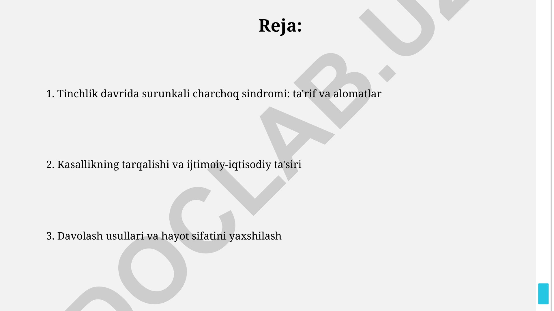 Tinchlik davrida surunkali charchoq sindromi: ta'rif, alomatlar va davolash