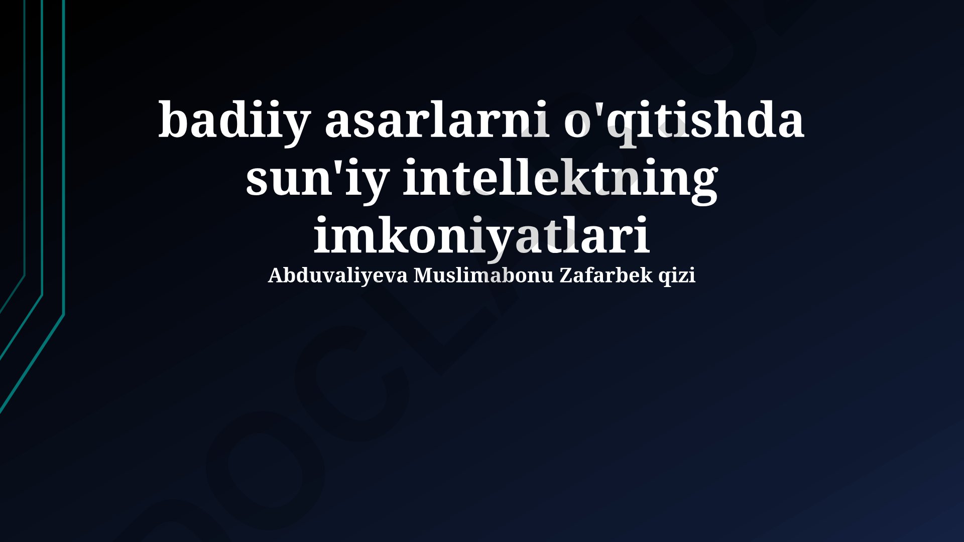 Adabiy asarlarni o'qitishda sun'iy intellektning imkoniyatlari