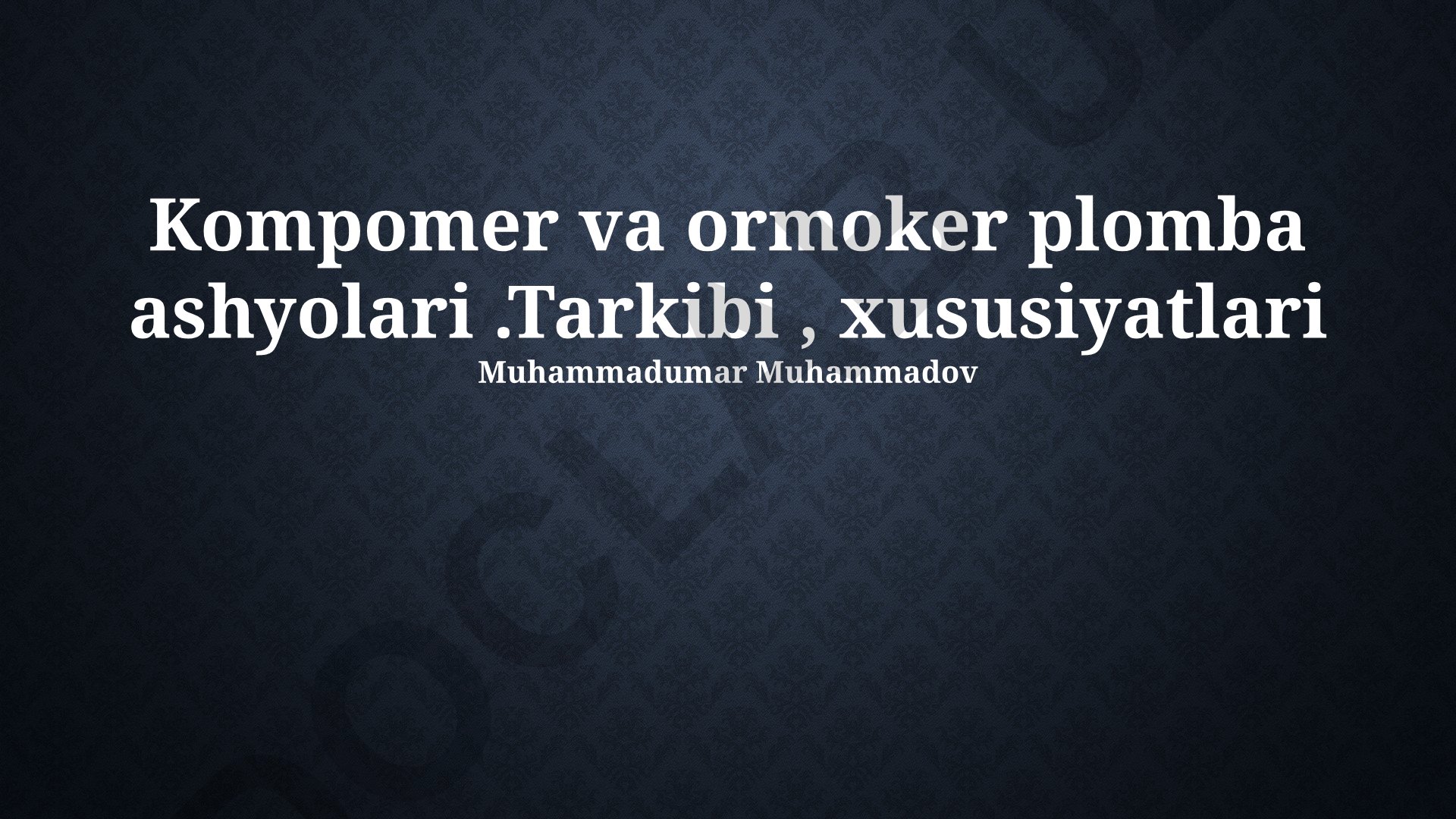 Kompozit va amalgama plomba materiallarining tarkibi va xususiyatlari