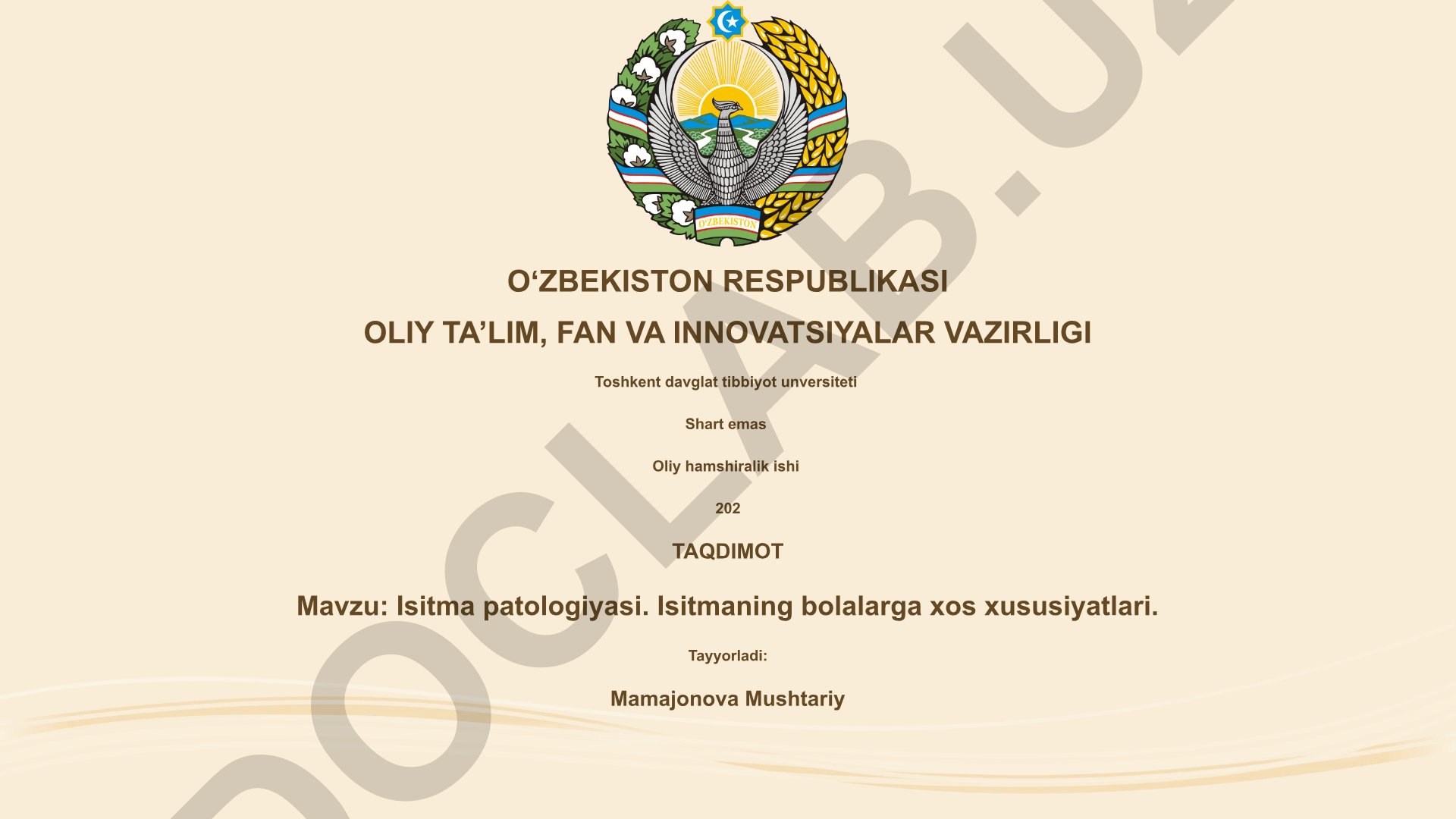 Isitma patologiyasi. Isitmaning bolalarga xos xususiyatlari
