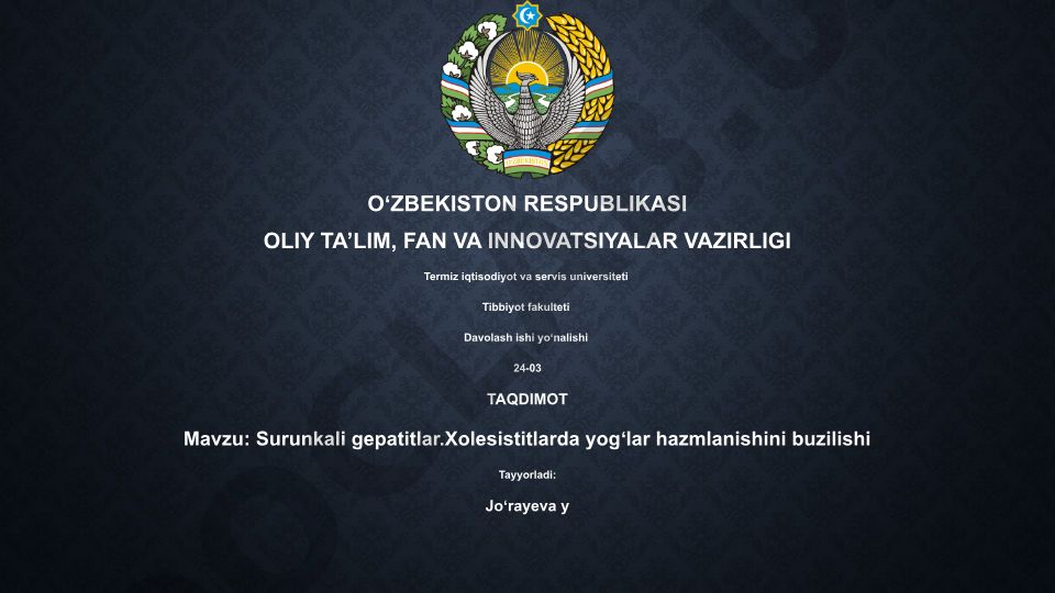 Surunkali gepatitlar va xolesistitlarda yog'lar hazmlanishini buzilishi