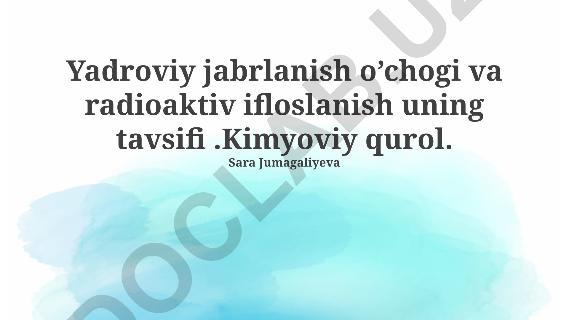 Yadroviy va kimyoviy qurollarning ta'siri va himoya choralari