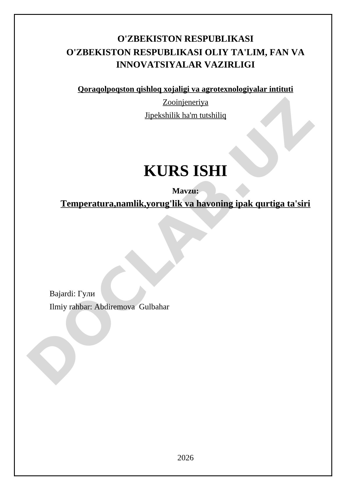 Temperatura, namlik, yorug'lik va havoning ipak qurtiga ta'siri
