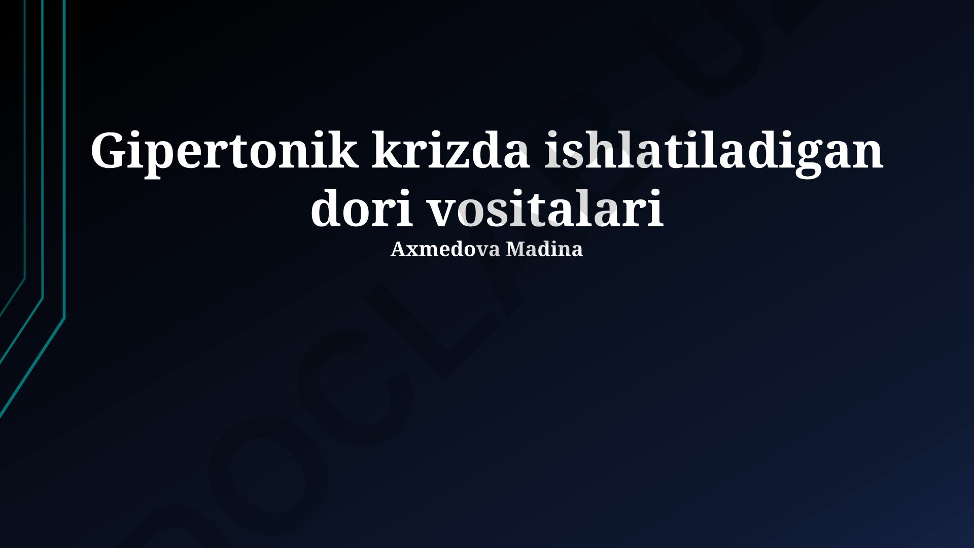 Gipertonik krizda ishlatiladigan dori vositalari
