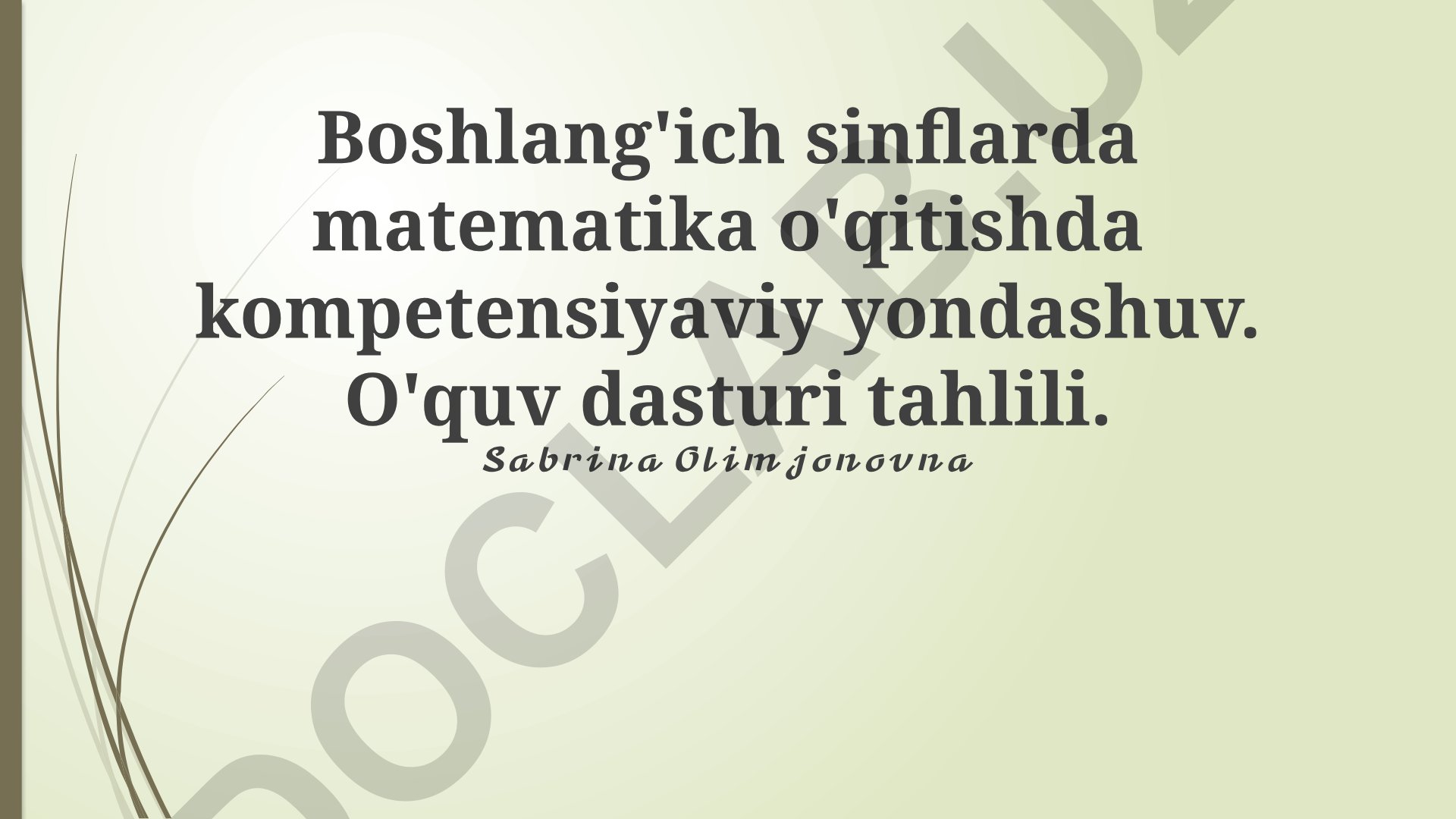 Boshlang'ich sinflarda matematika o'qitishda kompetensiyaviy yondashuv