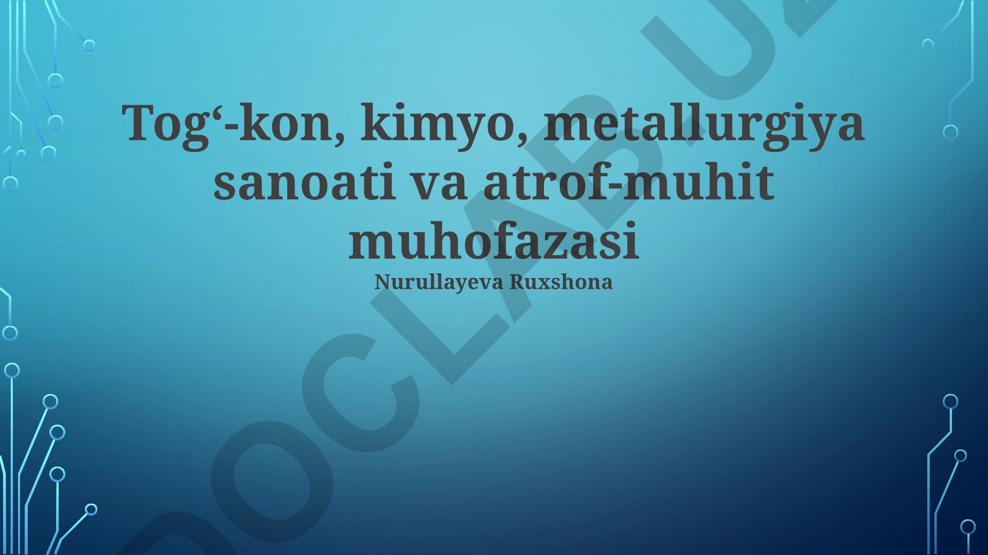 Tog‘-kon, kimyo, metallurgiya sanoati va atrof-muhit muhofazasi
