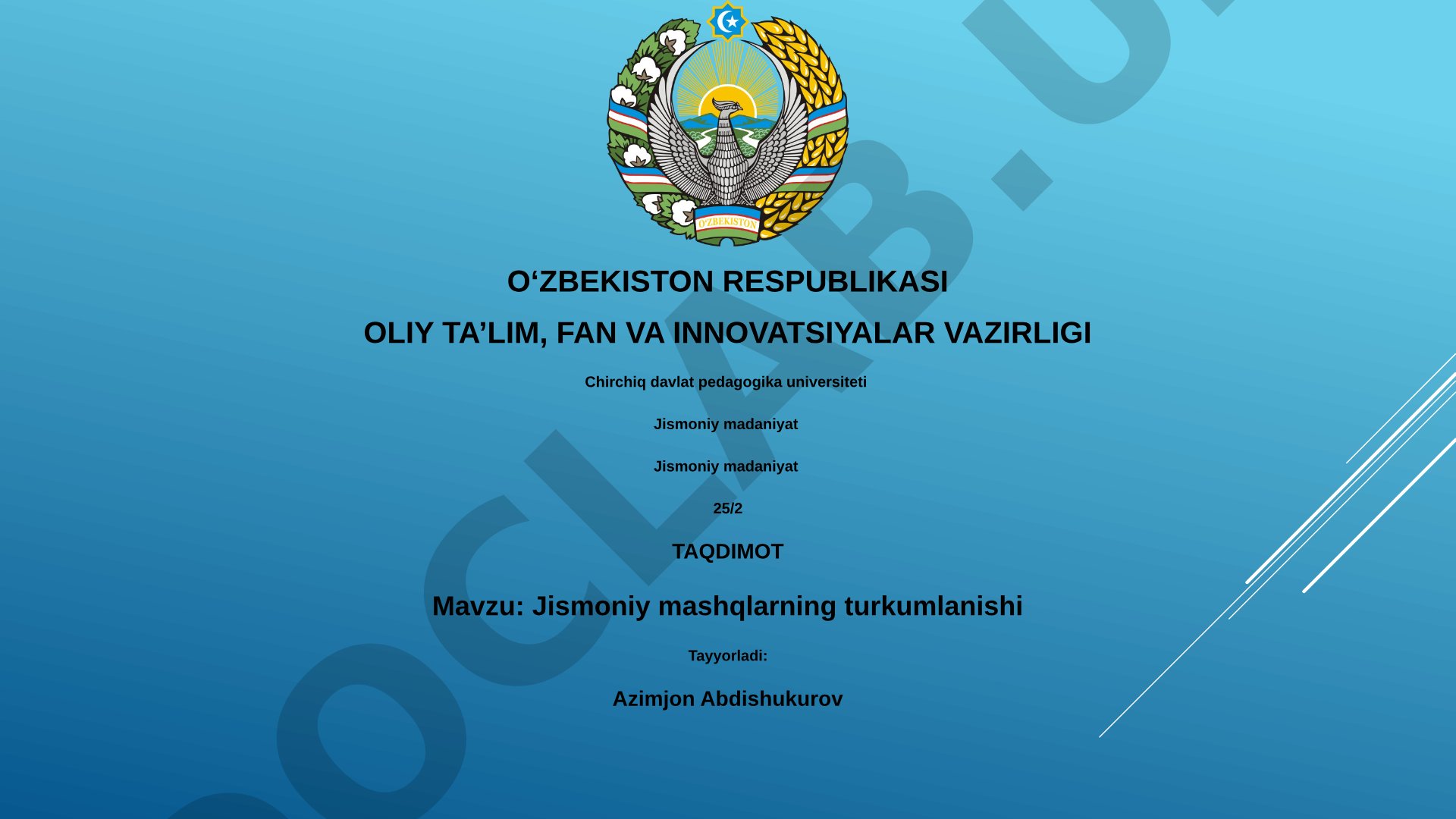 Jismoniy mashqlarning turkumlanishi