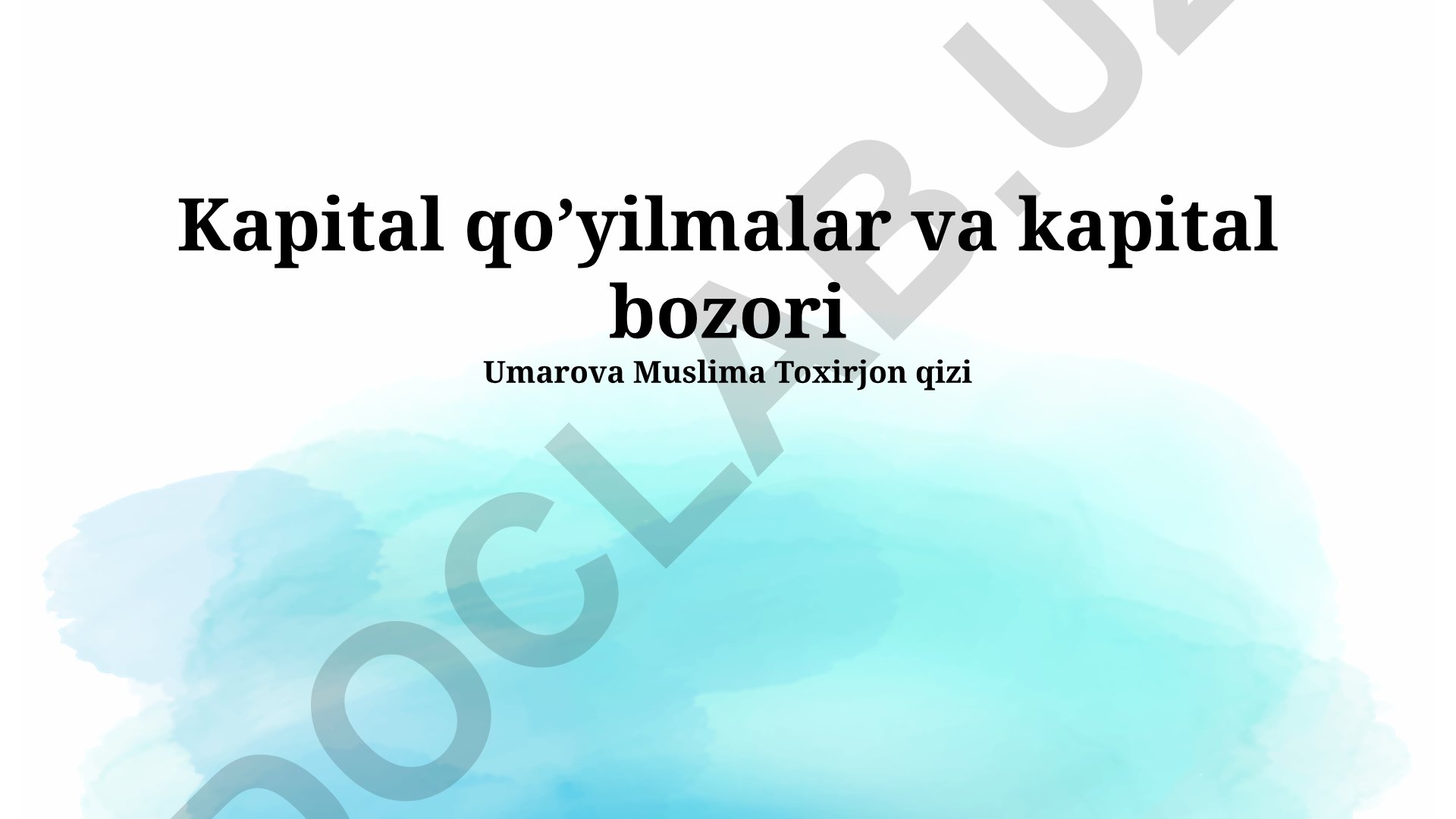 Kapital qo'yilmalar va kapital bozori