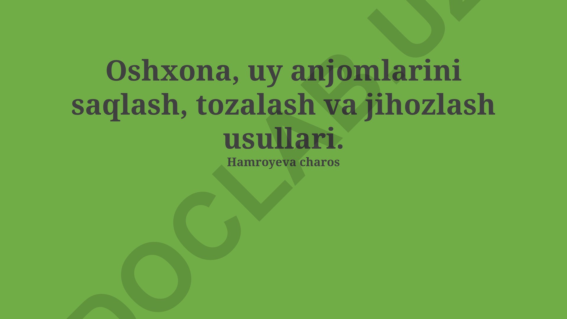 Oshxona maishiy texnikalarini saqlash, tozalash va jihozlash usullari