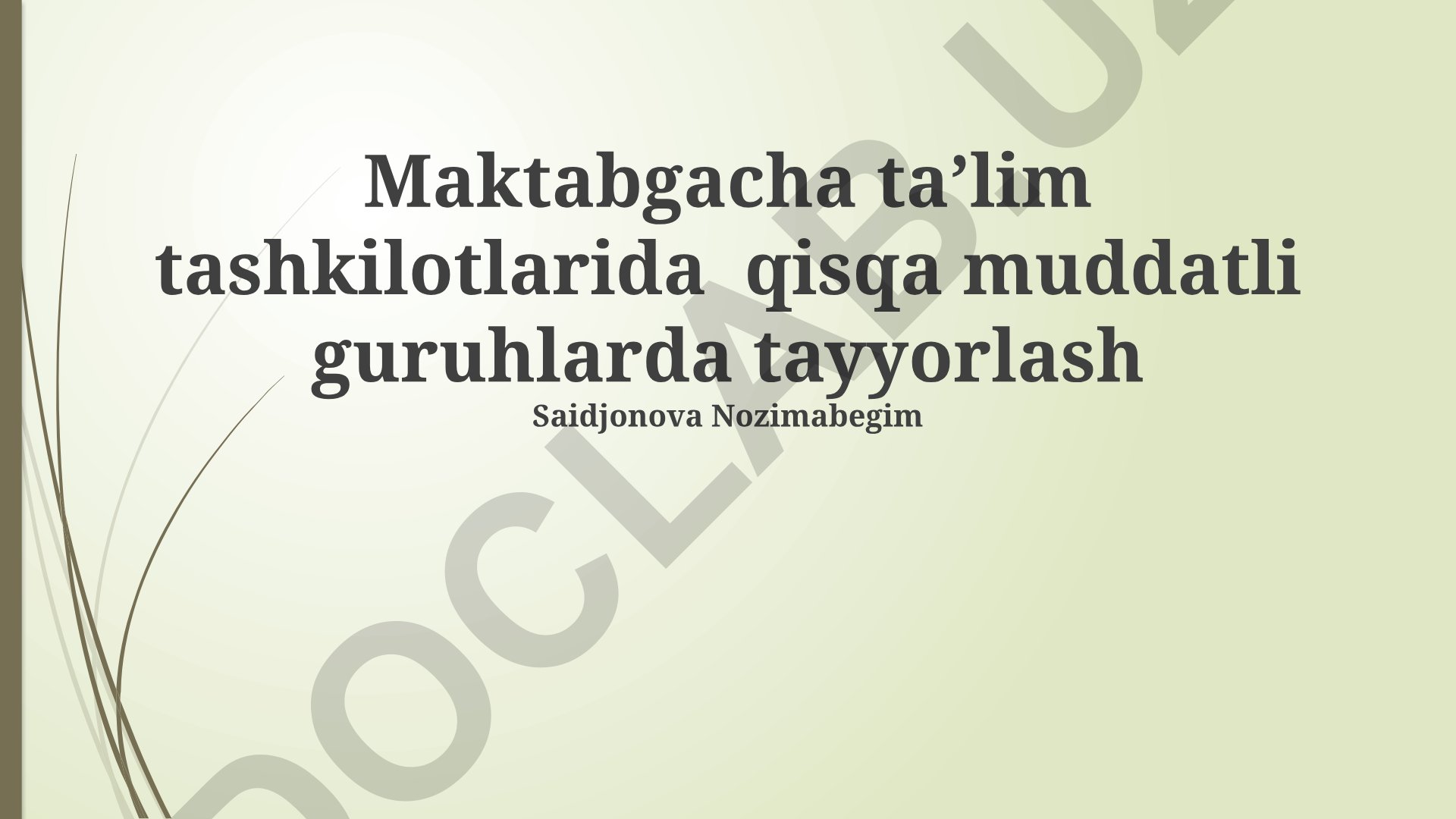 Maktabgacha taʼlim tashkilotlarida qisqa muddatli guruhlarda tayyorlash
