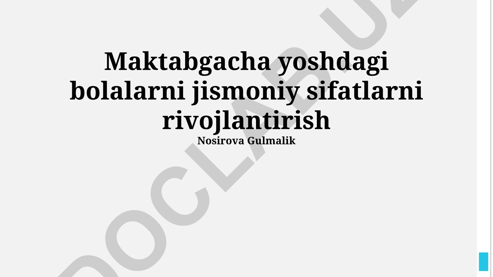 Maktabgacha yoshdagi bolalarni jismoniy sifatlarni rivojlantirish