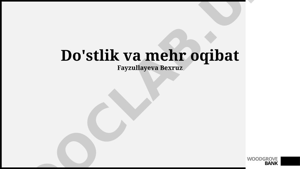 Do'stlik va mehr oqibatlari