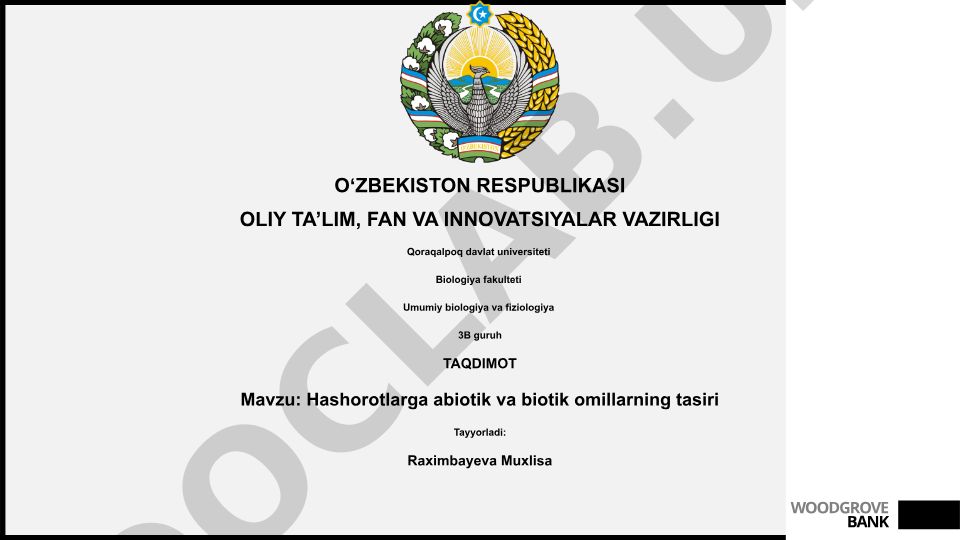 Hashorotlarga abiotik va biotik omillarning tasiri
