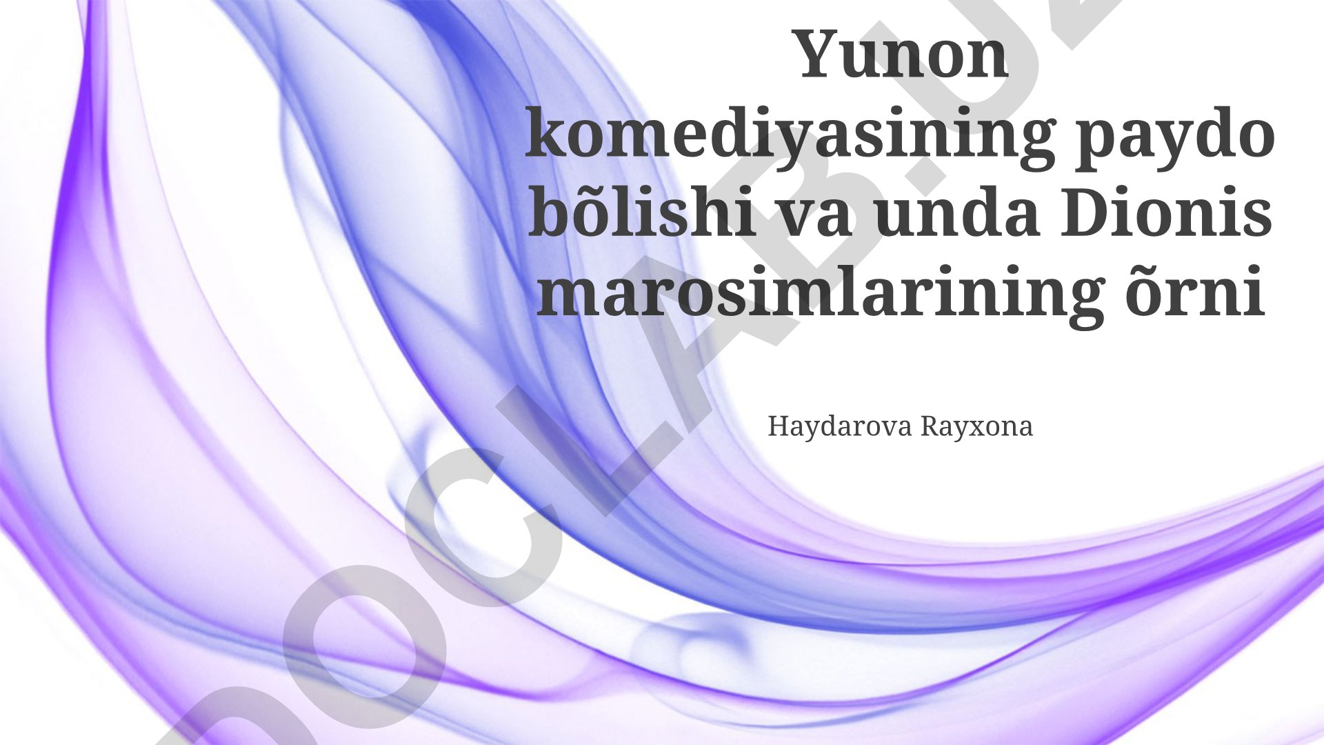 Qadimgi Yunon komediyasining paydo bo'lishi va Dionis marosimlarining o'rni