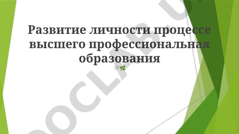 Развитие личности в процессе высшего профессионального образования