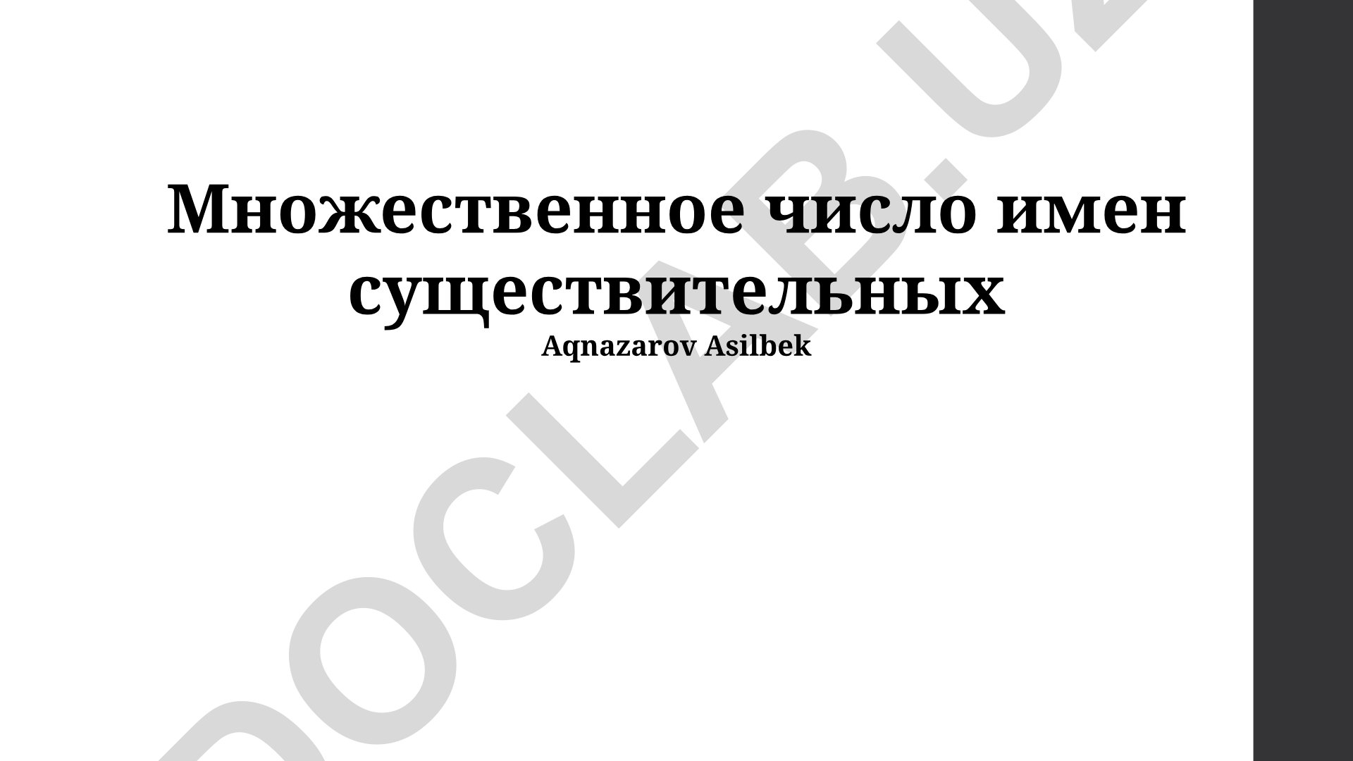 Множественное число имен существительных в русском языке