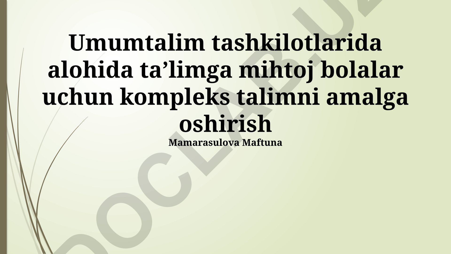 Umumtalim tashkilotlarida alohida ta’limga muhtoj bolalar uchun kompleks ta’limni amalga oshirish