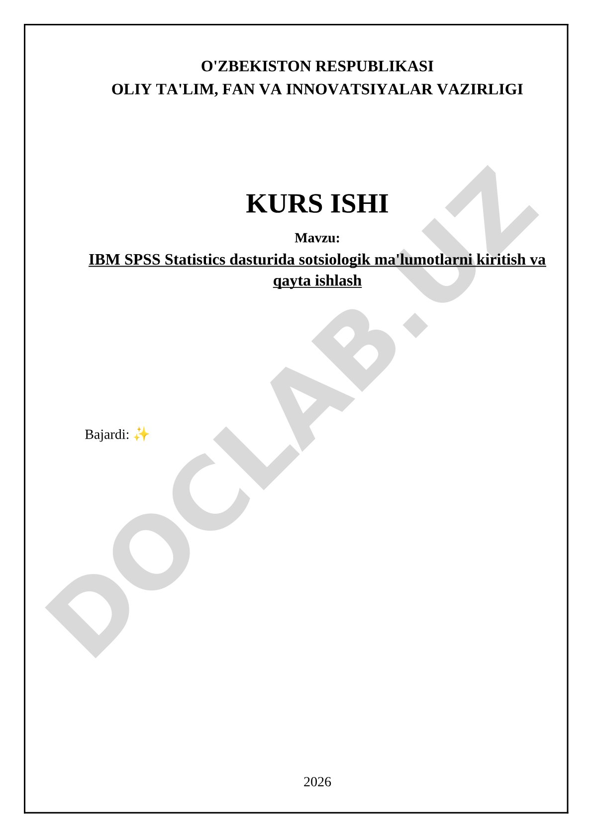 IBM SPSS Statistics dasturida sotsiologik ma'lumotlarni kiritish va qayta ishlash