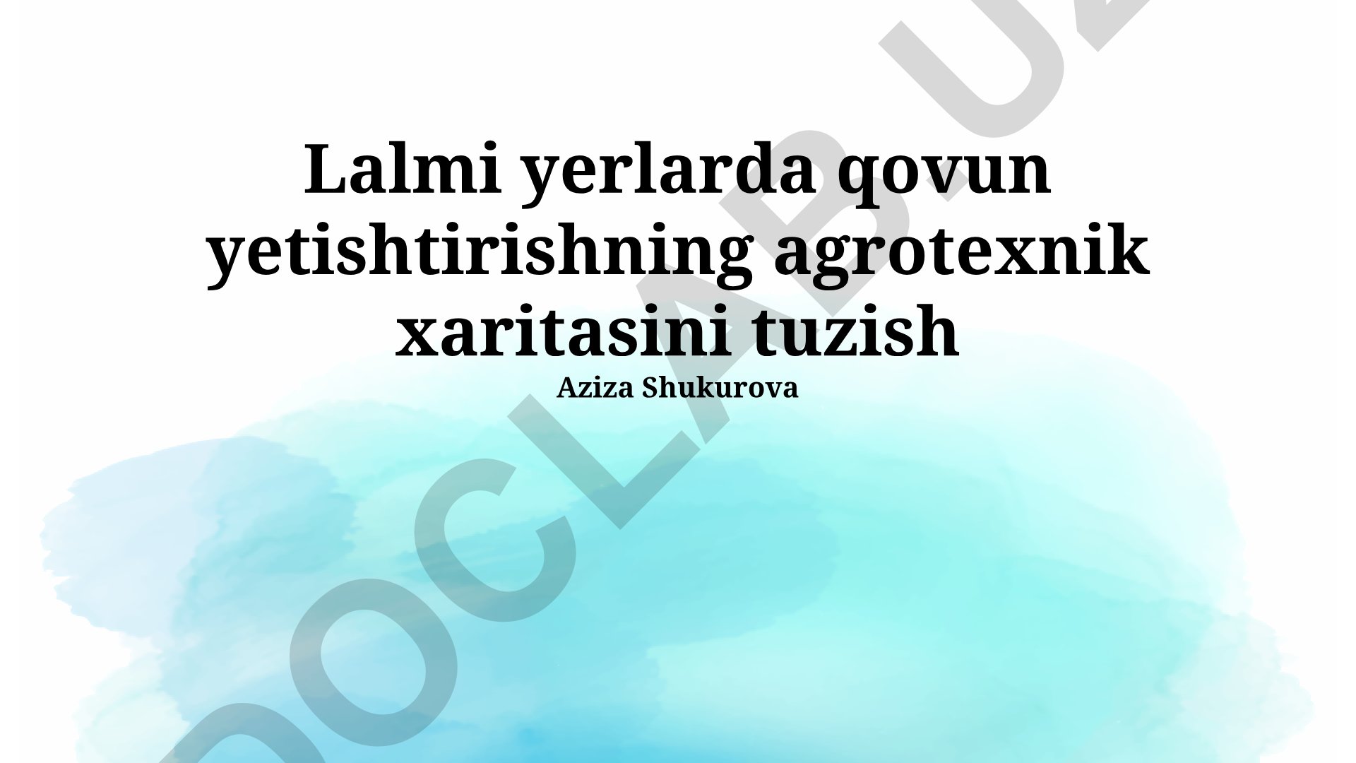 Lalmi yerlarda qovun yetishtirishning agrotexnik xaritasi