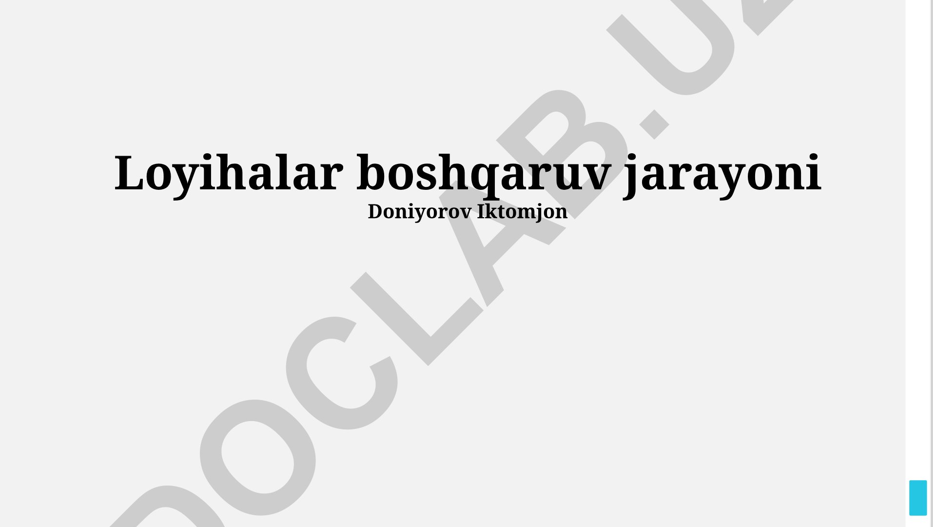 Loyihalar boshqaruv jarayoni