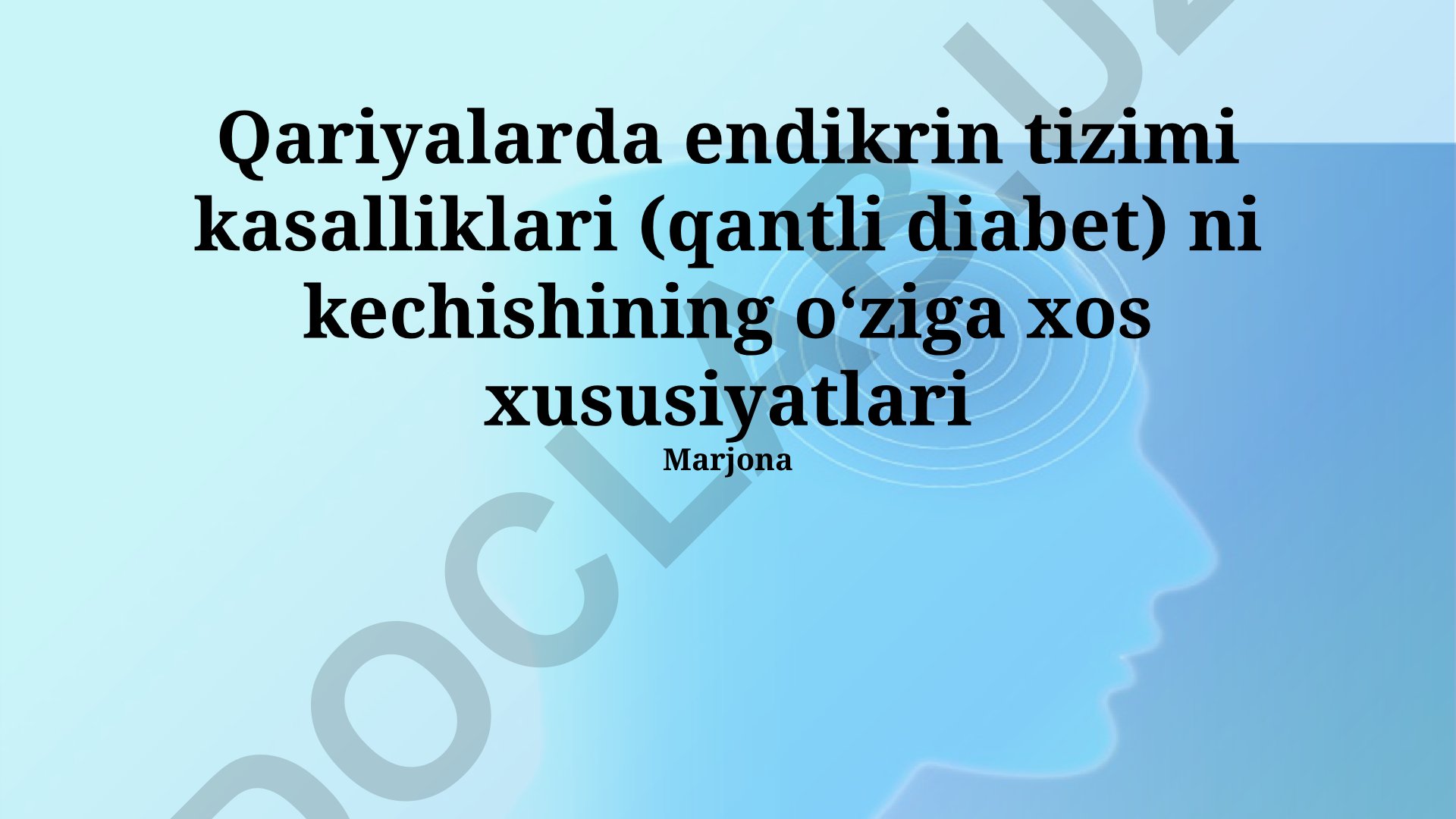 Qariyalarda endikrin tizimi kasalliklari (qantli diabet) ni kechishining oʻziga xos xususiyatlari
