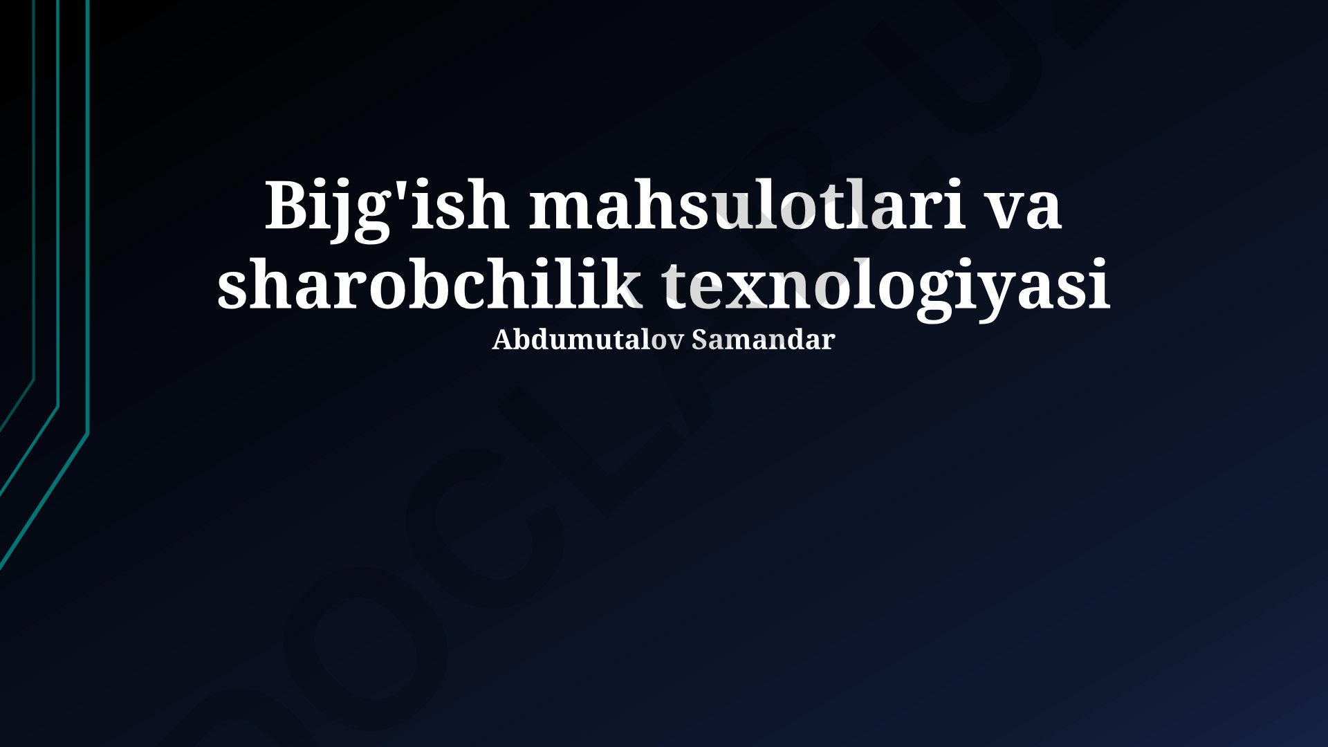 Bijg'ish mahsulotlari va sharobchilik texnologiyasi