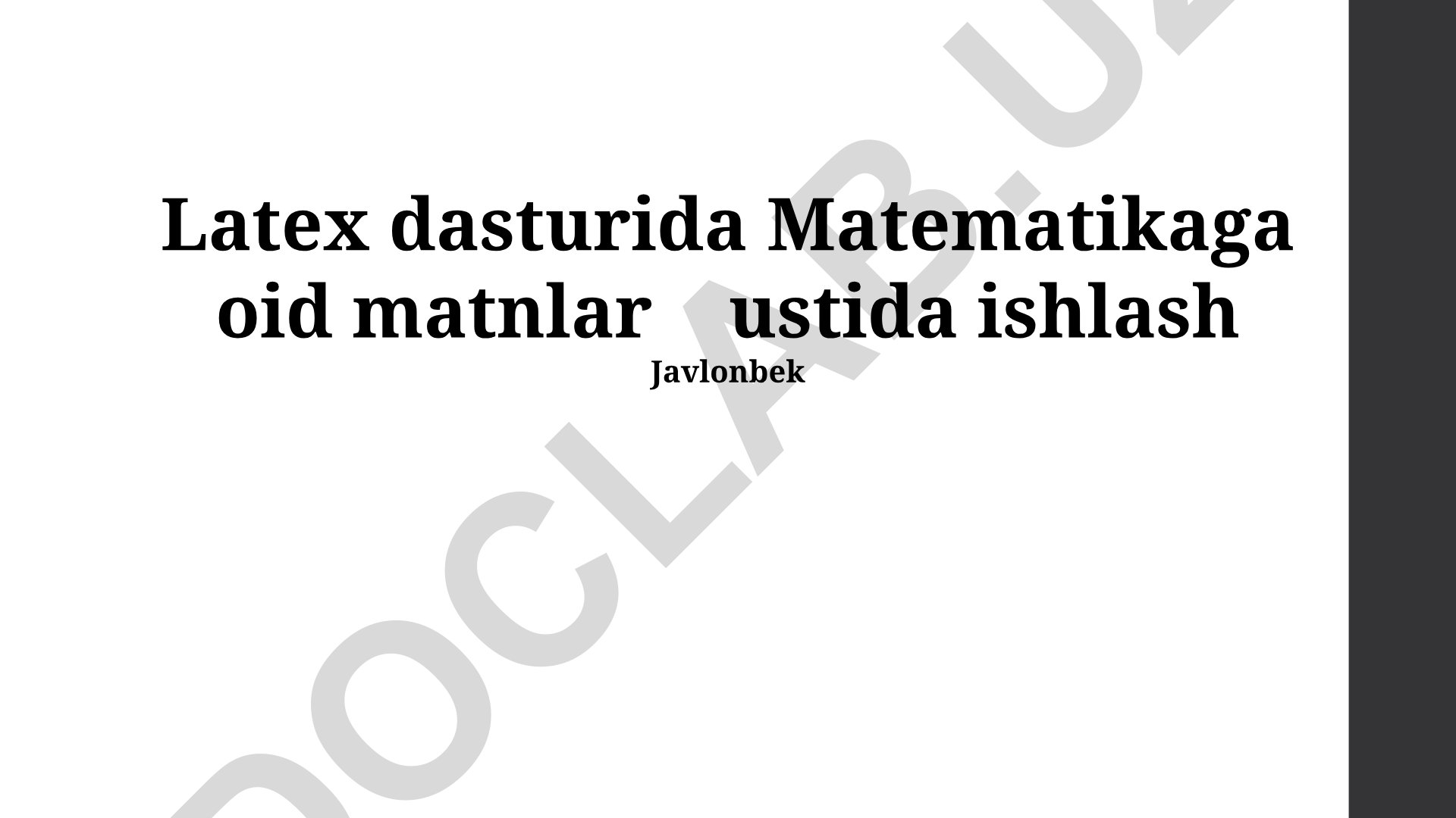 LaTeXda Matematik Matnlar bilan Ishlash