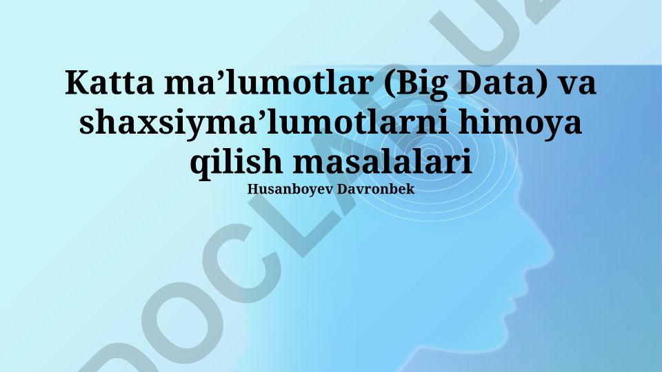 Katta ma'lumotlar va shaxsiy ma'lumotlarni himoya qilish masalalari