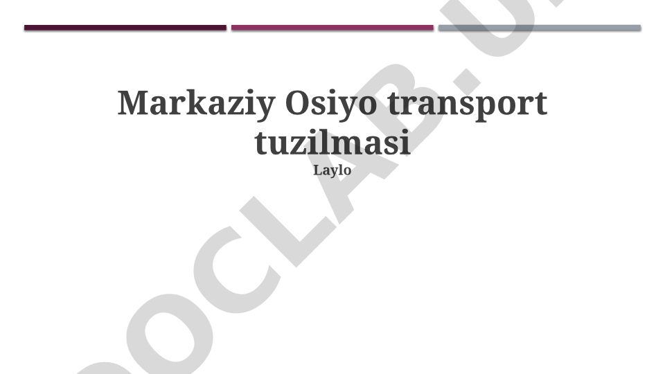 Markaziy Osiyo transport tuzilmasi