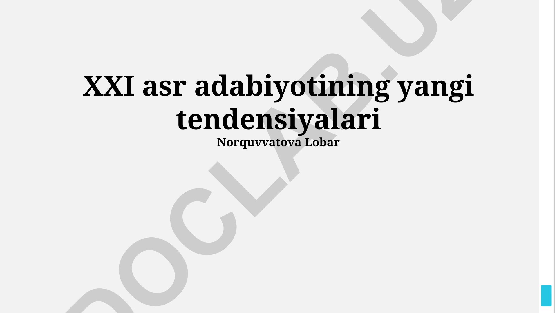 XXI asr adabiyotining yangi tendensiyalari