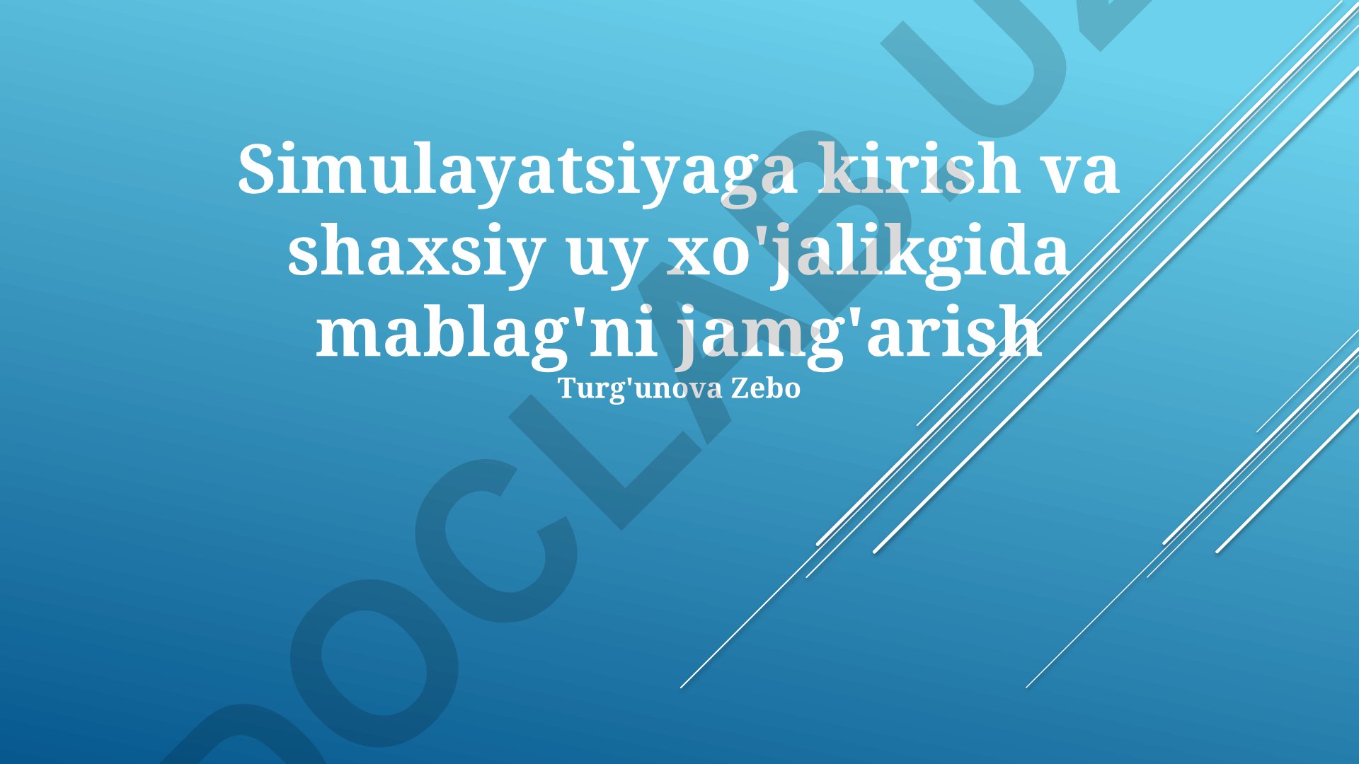 Shaxsiy uy xo'jaligida mablag'ni jamg'arish uchun simulayatsiyadan foydalanish