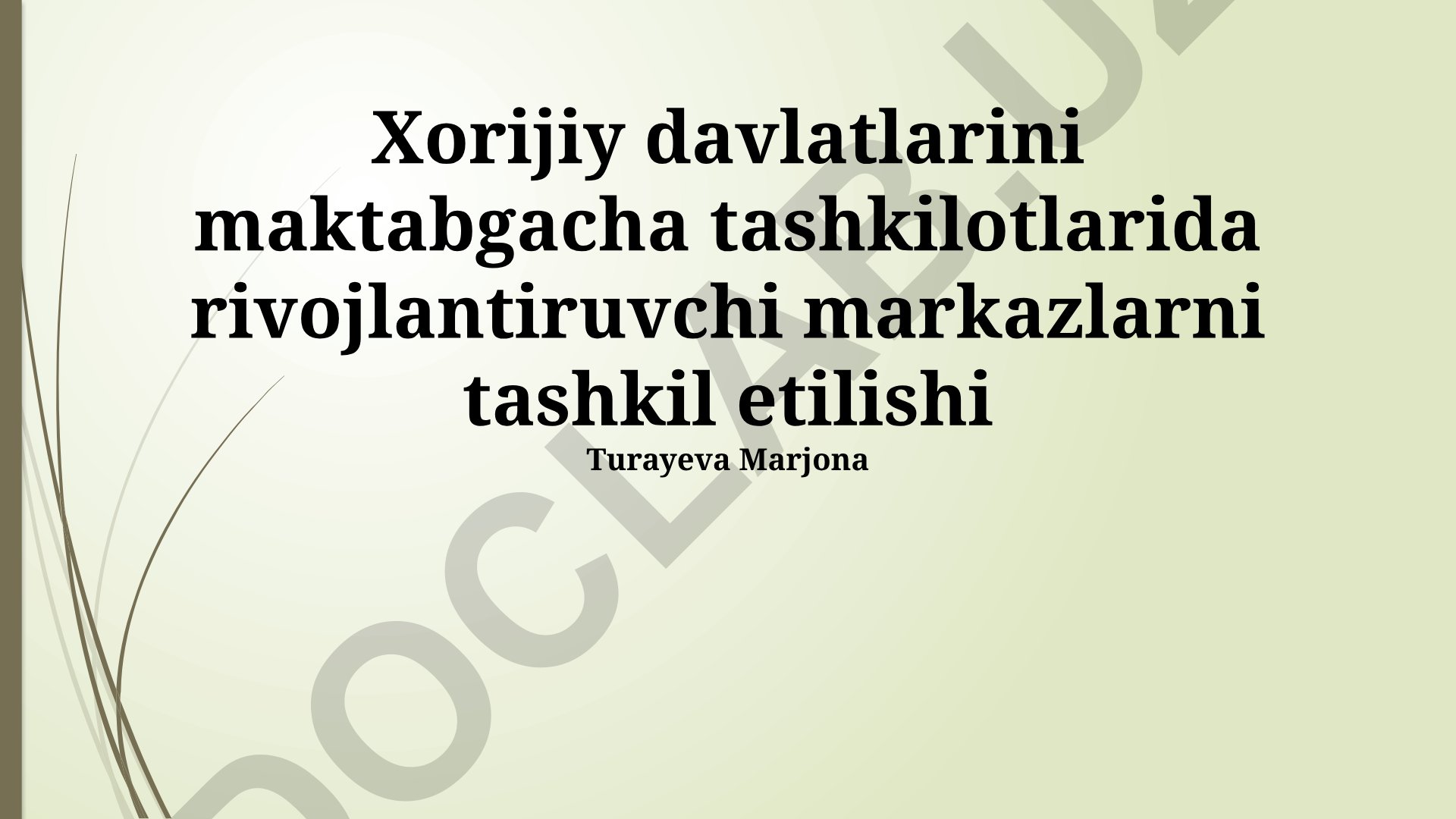 Xorijiy davlatlarda maktabgacha ta'lim muassasalarida rivojlantirish markazlarini tashkil etish