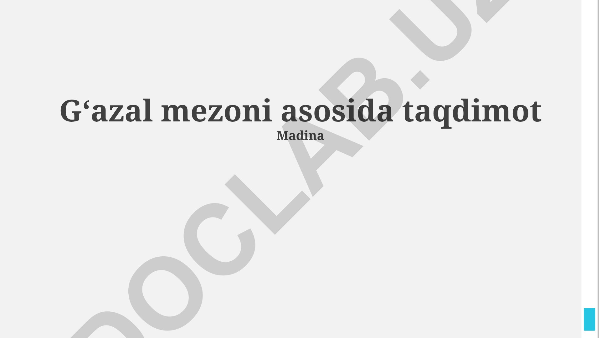 G‘azal mezoni asosida taqdimot