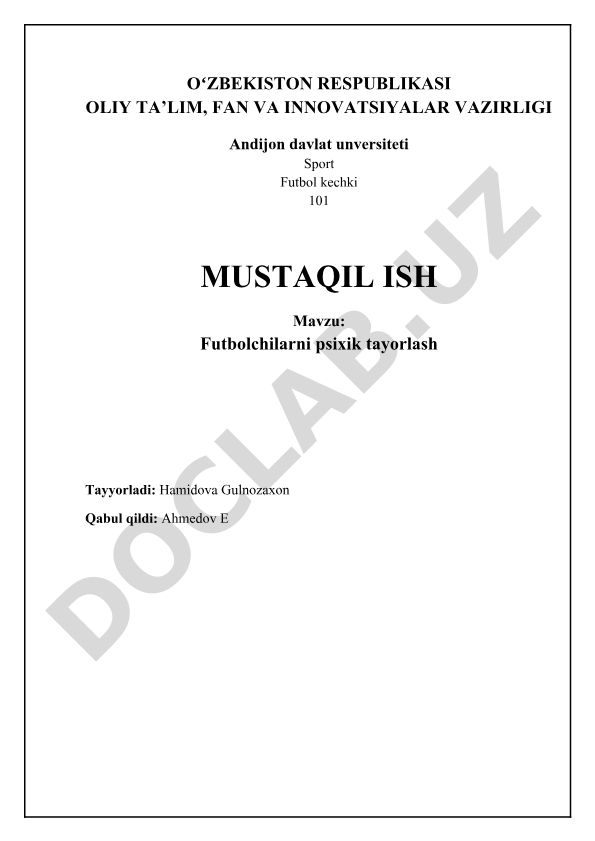 Futbolchilarni psixik tayorlash