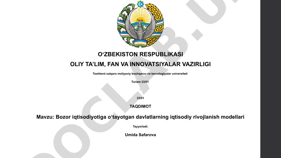 Bozor iqtisodiyotiga o‘tayotgan davlatlarning iqtisodiy rivojlanish modellari